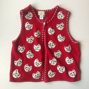 Susan Bristol Crazy Cat Lady Vest 1990's vintage